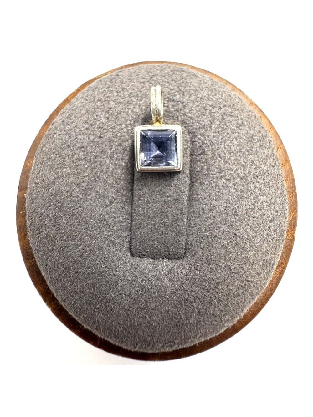 Sterling Silver 925 Small Square Amethyst Charm Pendant Size 0.5" Length